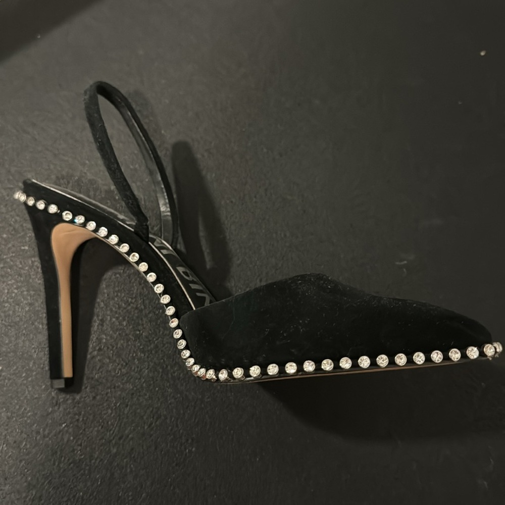 Black suede Gianni Bini sling back heels - Picture 2 of 3